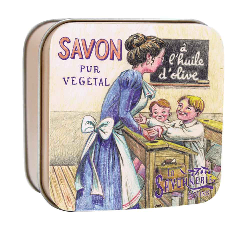 La Savonnerie de Nyon Metal Box School Lavender Soap 100g/3.5 oz