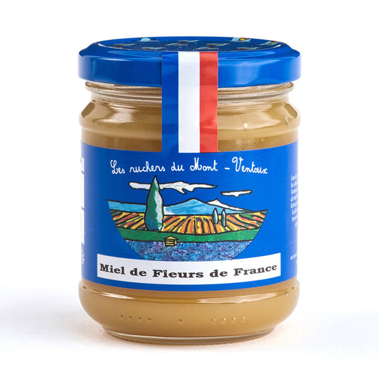 Les Ruchers du Mont Ventoux Multi Floral Honey from France has a velvety texture, and the floral scents are distinct but not overpowering. This honey is excellent for spreading over toast in the morning, as well as for using to sweeten yogurt or hot drinks.