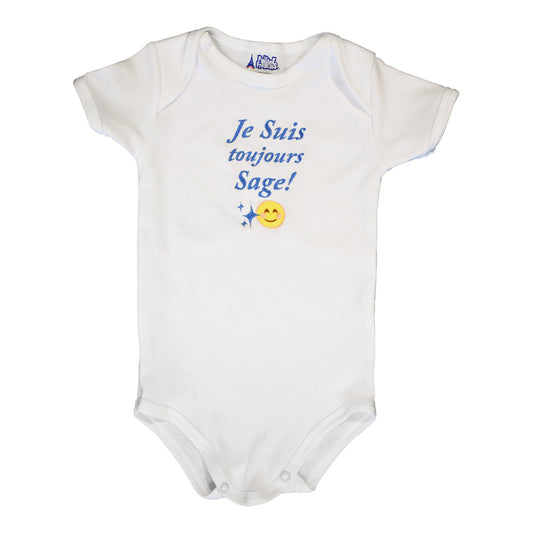 Le Panier Francais Baby Bodysuit  "Je Suis Toujours Sage" Bleu