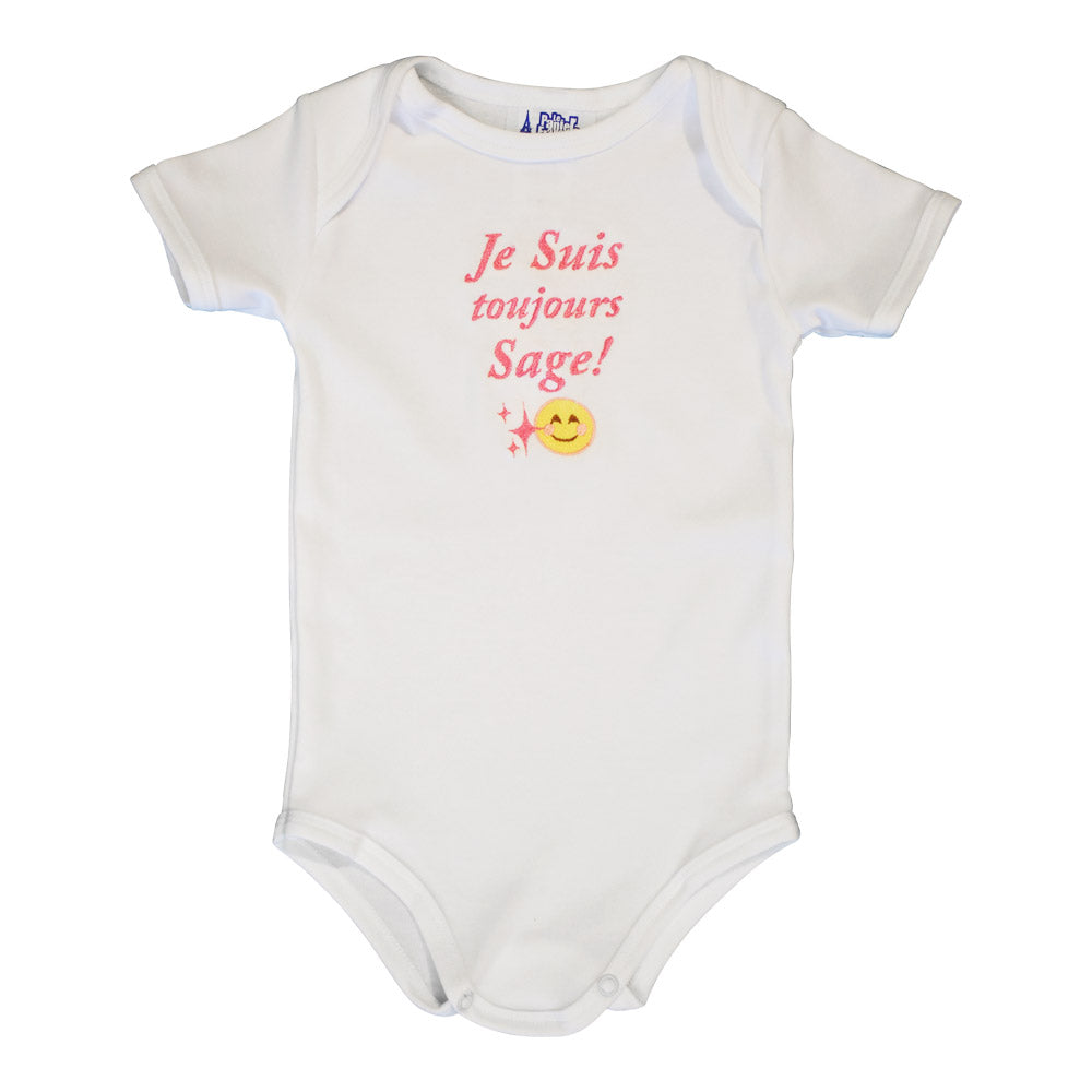 Le Panier Francais Baby Bodysuit "Je Suis Toujours Sage " Rose