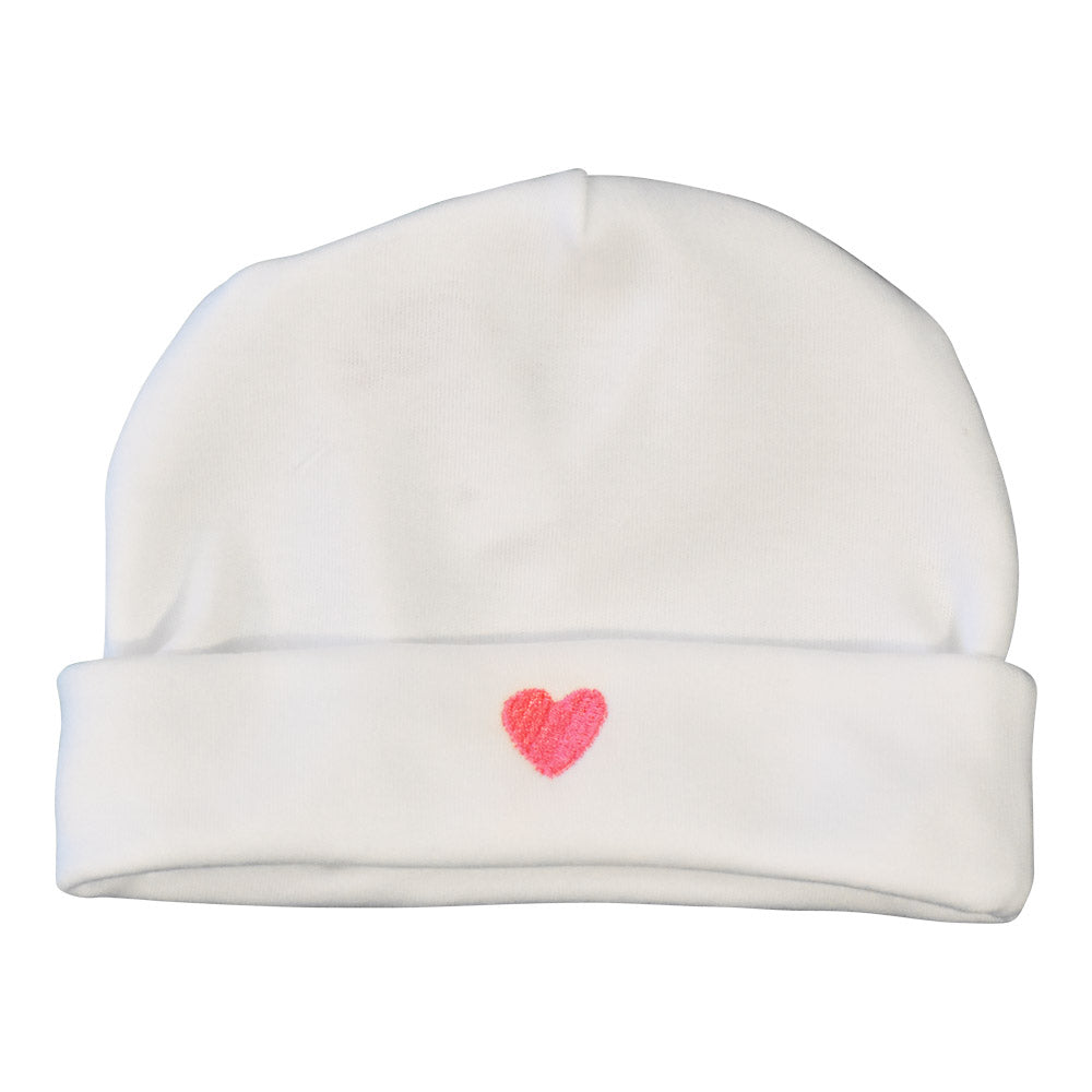 Le Panier Francais Baby Cap with a Pink Heart-Shaped Pattern