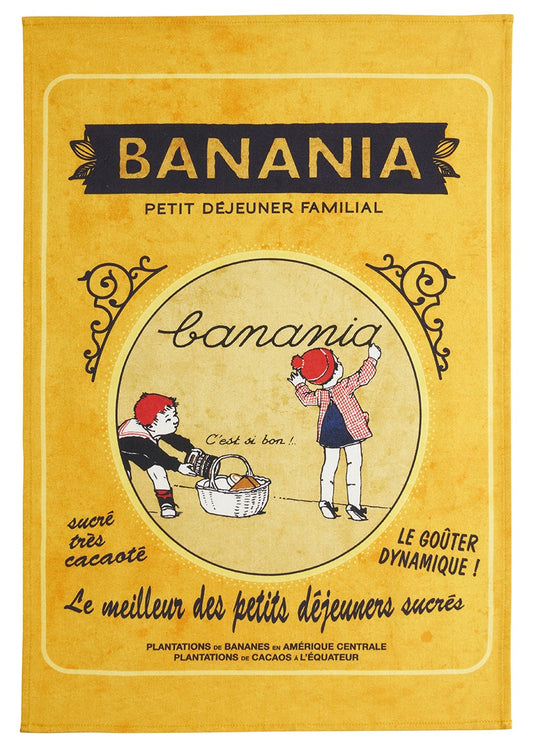 The Banania® and Coucke brands have collaborated to create the Family Breakfast cotton-printed kitchen towel, a charming and functional addition to your kitchen linen collection. This high-quality towel has a charming design that captures the warmth and joy of a family breakfast with a steaming cup of hot chocolate.