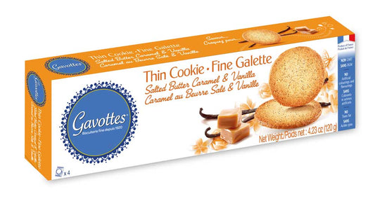 Discover the exquisite taste of Gavottes, a brand that brings you the finest French galettes, sure to captivate your taste buds. Our delectable Gavottes galettes artfully blend the richness of salted butter caramel with the exotic essence of Madagascar vanilla, creating an unforgettable gourmet experience perfect for any break.