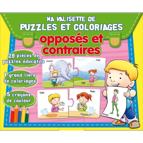My suitcase of puzzles and coloring. Opposites.